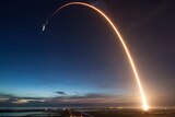 The SpaceX rocket is launched into space.