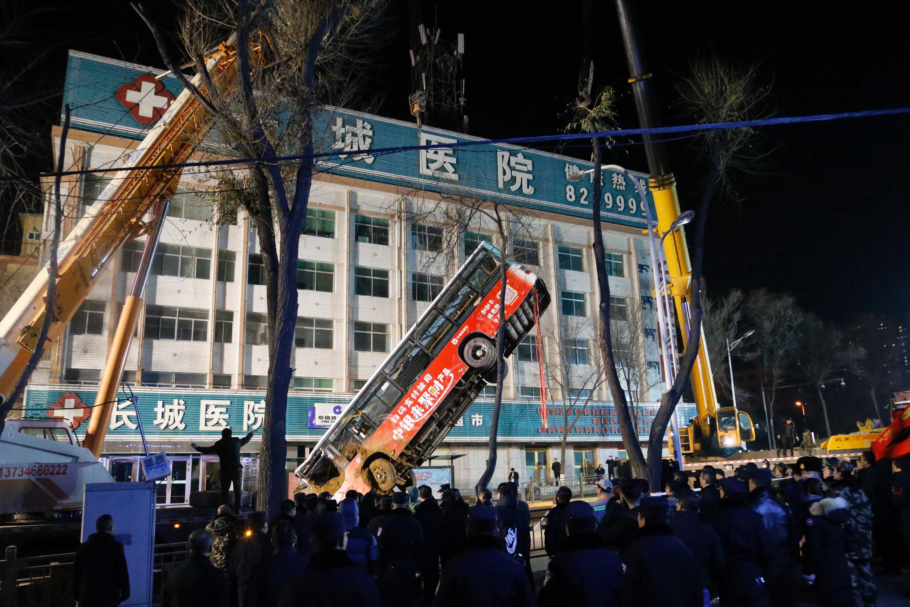 Sinkhole swallows bus in China, six dead ABC News