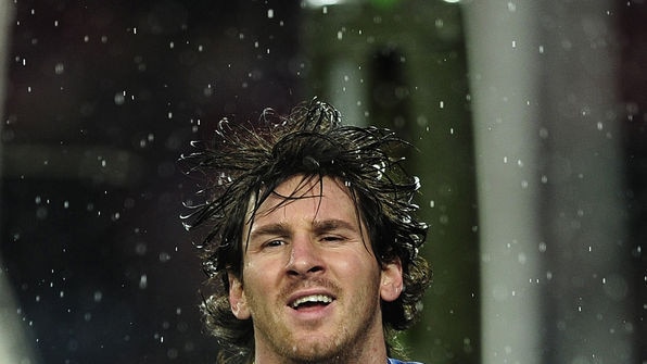 Messi celebrates scoring against Tenerife