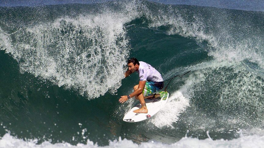 Joel Parkinson surfs during his opening heat in Rio.