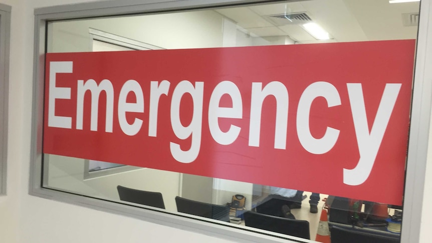 Emergency sign at Tamworth Hospital Emergency Department.