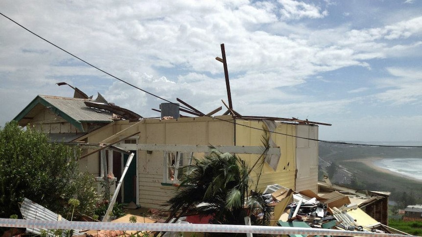 A house on a cliff in Kiama destroyed by freak winds