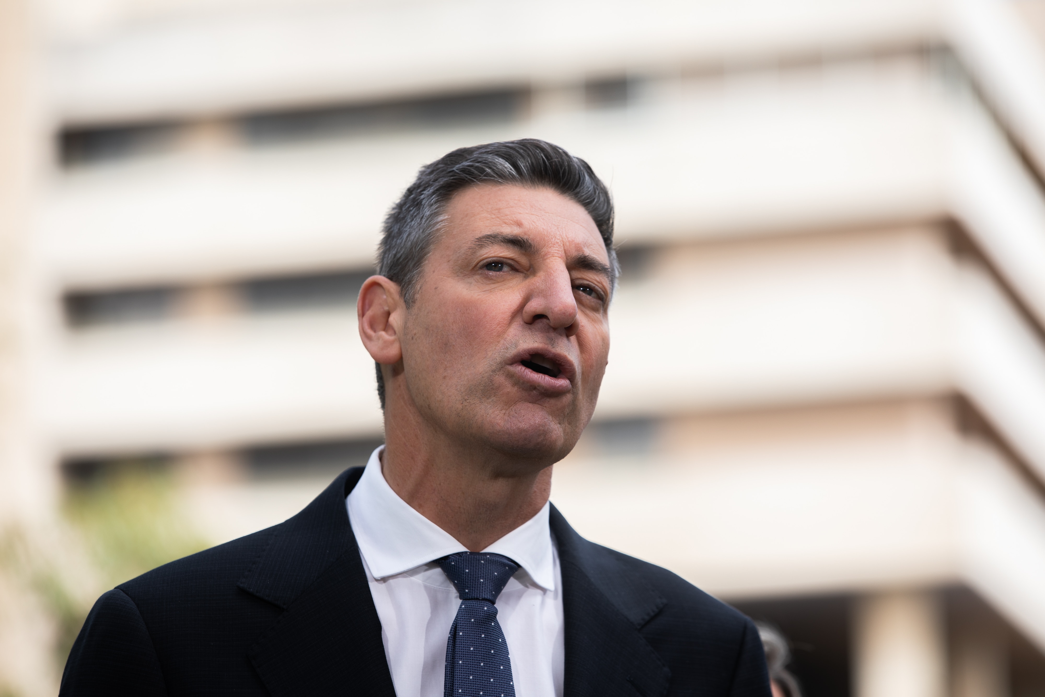Basil Zempilas speaks at a press conference.