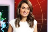 Patricia Karvelas wearing a white and black jumpsuit.
