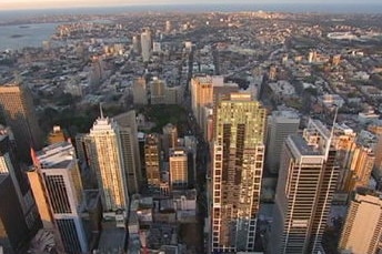 An aerial photograph of Melbourne's CBD