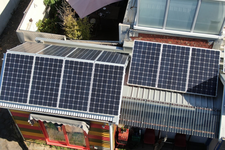 11 solar panels placed on the roof of a terrace home