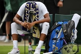 Nick Kyrgios shows his dejection during his first-round match against Pierre-Hugues Herbert.