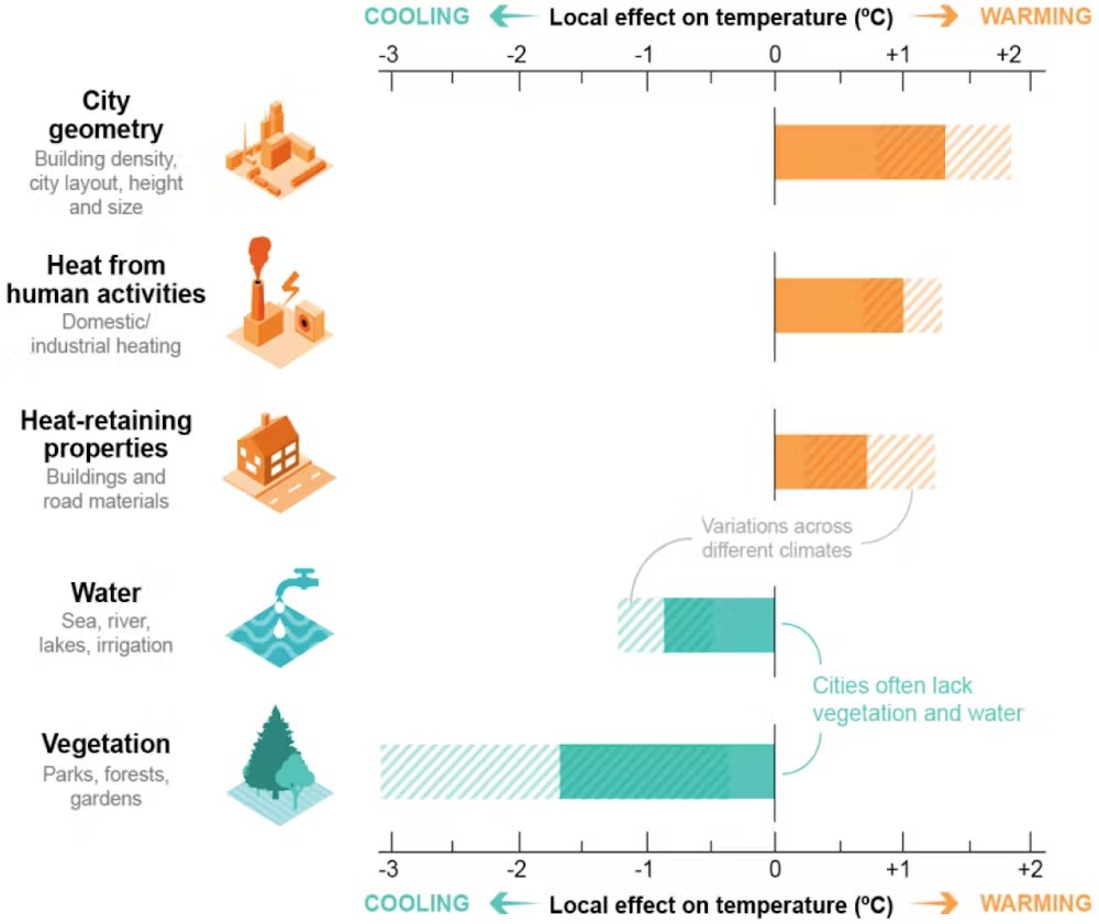 what makes cities hot or cool