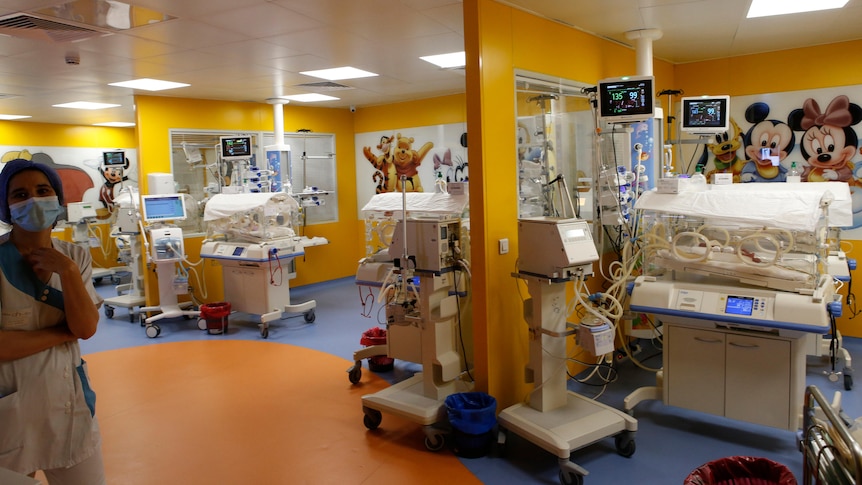 A hospital ward with incubators