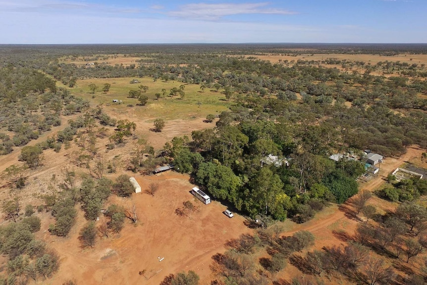 A drone view of Lass O'Gowrie homestead near Charleville in outback Queensland.