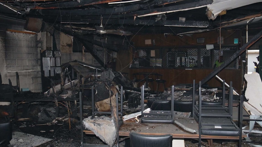 Fire damage inside Wasleys bowling club