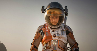 Astronaut Mark Watney stranded on Mars and presumed dead in the movie The Martian.
