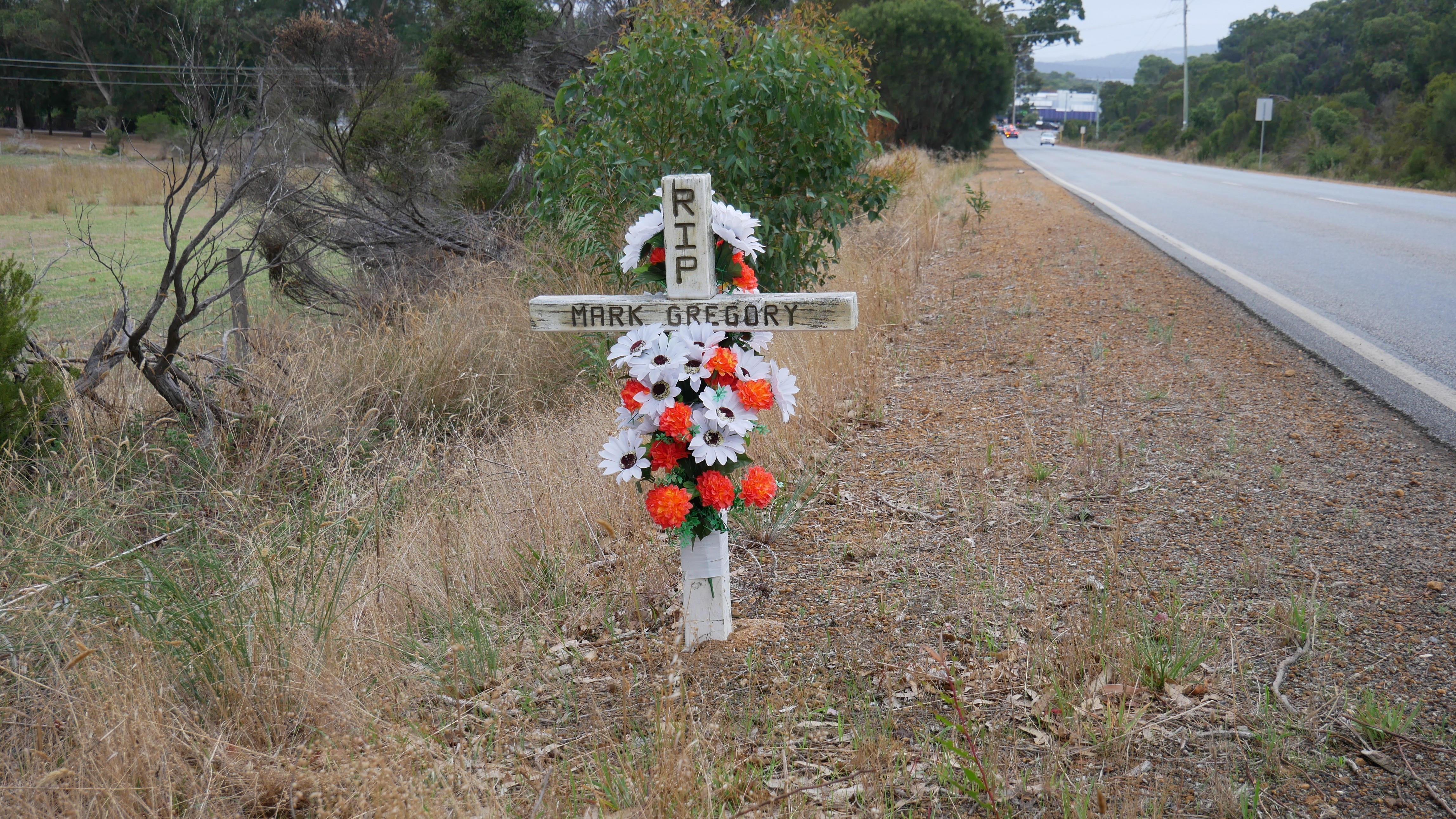 A wide shot showing a cross