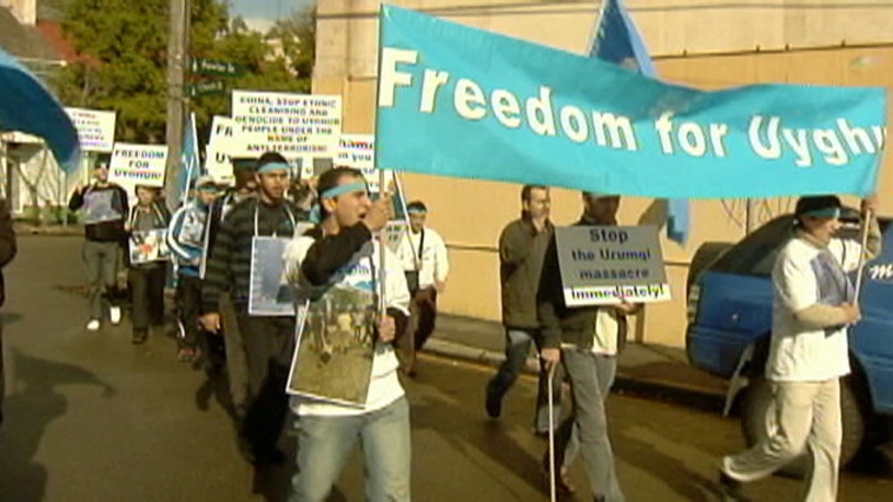Sydney's Uighur community protests at Camperdown.