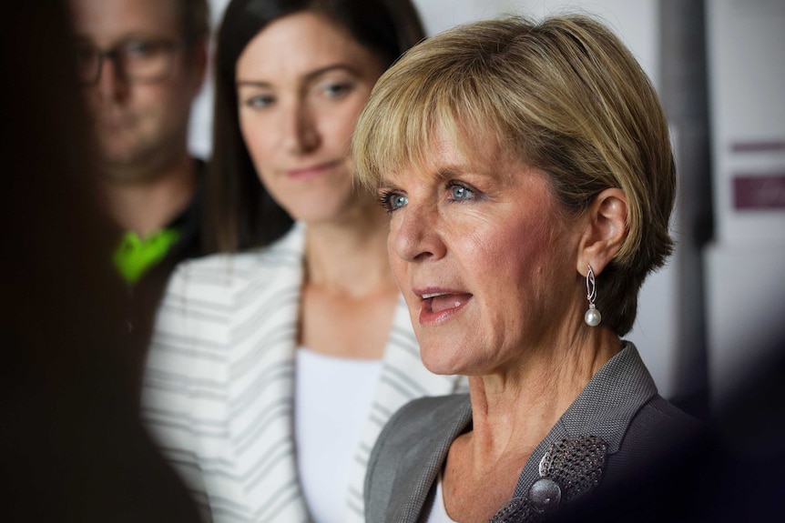 Foreign Affair's Minister Julie Bishop speaks to media