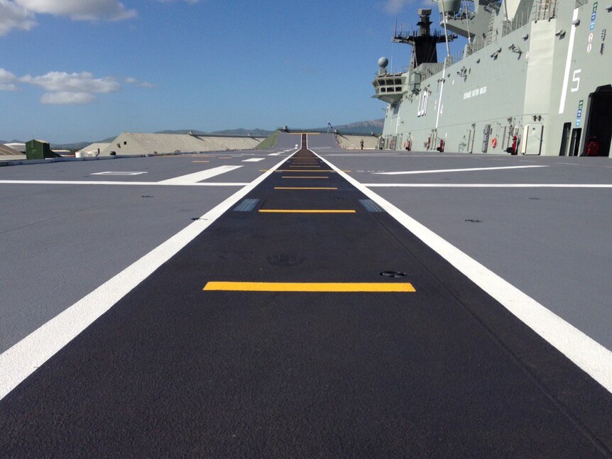 The long deck of HMAS Adelaide