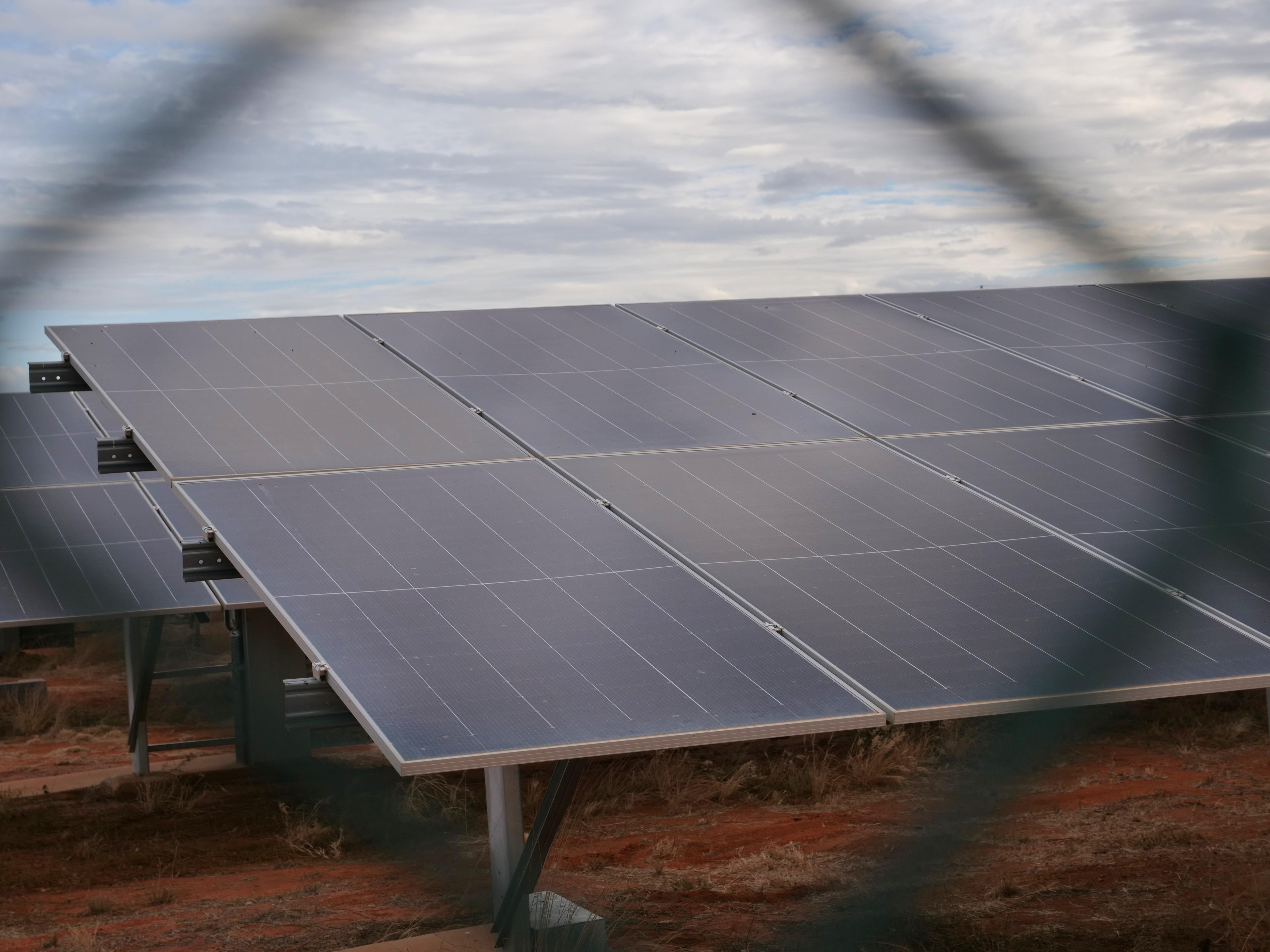 Solar panel mounted above the ground in the outback 