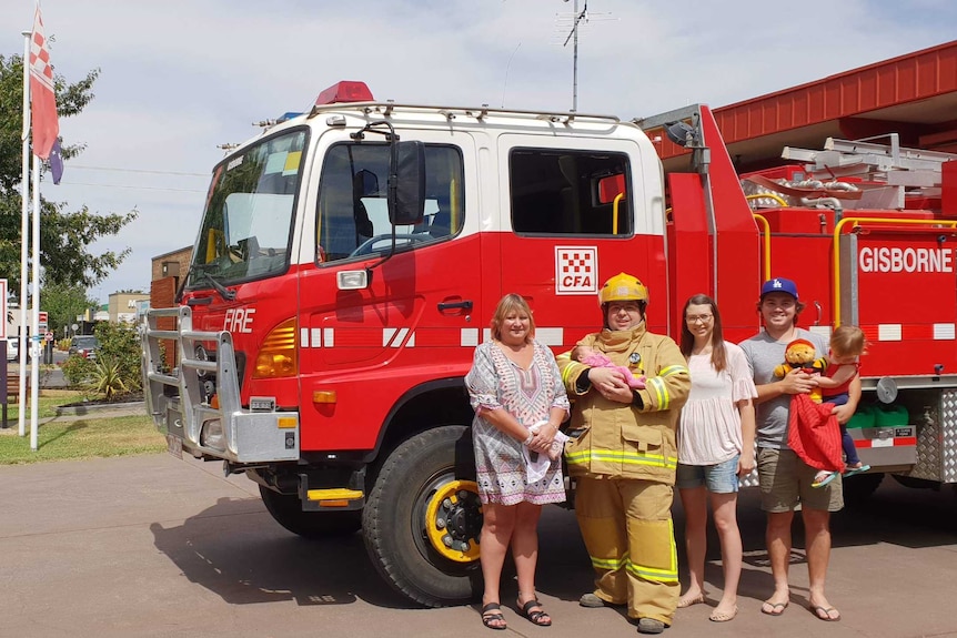 Grandmother Denise Ball with her daughter and family at the CFA.