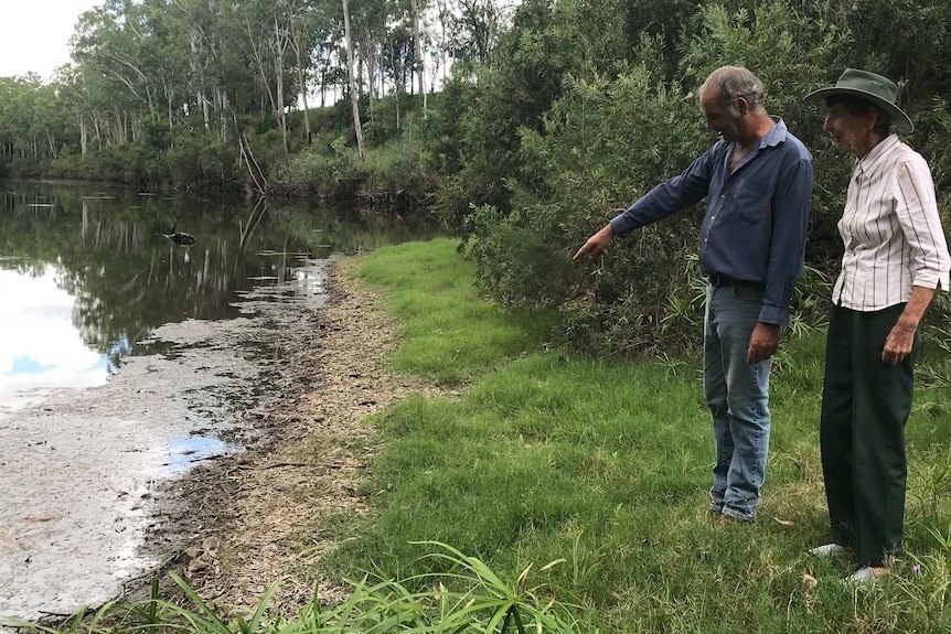 Local landholder Ian Scott with his mother at the Dee River