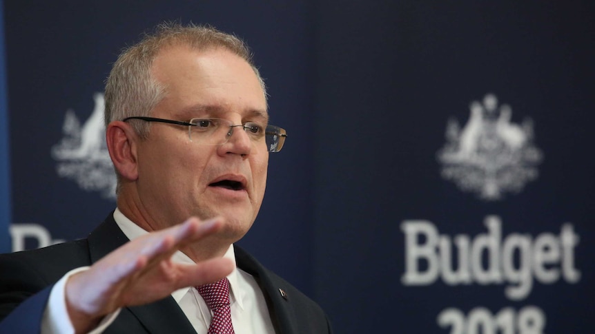 Treasurer Scott Morrison in the Budget 2018 lock-up