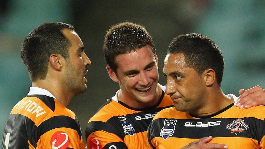 Running the show ... Benji Marshall scored a try, set up another and was near-perfect with the boot.