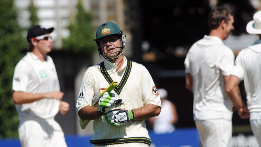 Run out ... Australia captain Ricky Ponting walks back to the pavilion