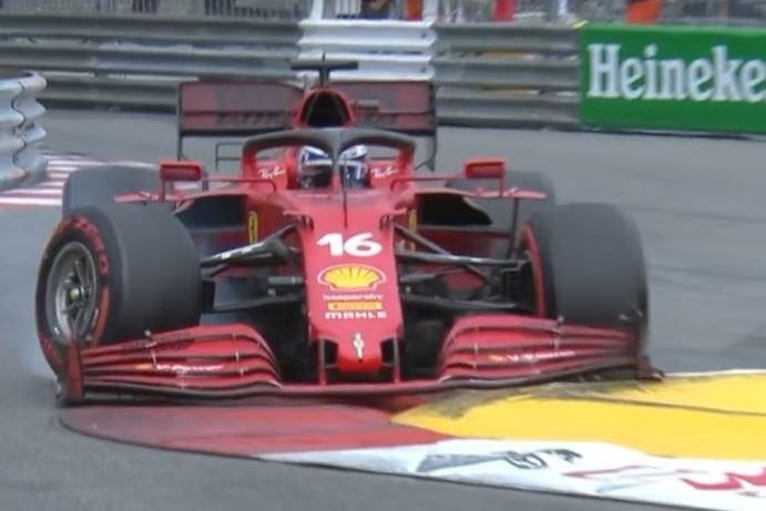 Charles Leclerc crashes his car during qualifying in Monaco