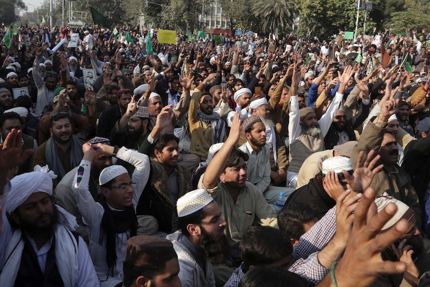 Hundreds of supporters blocked the main highway in Peshawar.