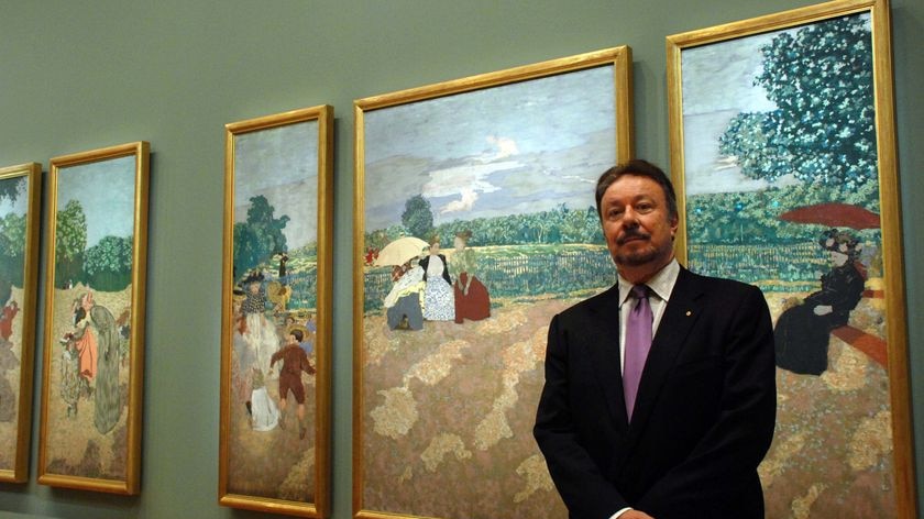 NGA director Ron Radford with Edouard Vuillard's Public Gardens series which has never been shown in Australia before.