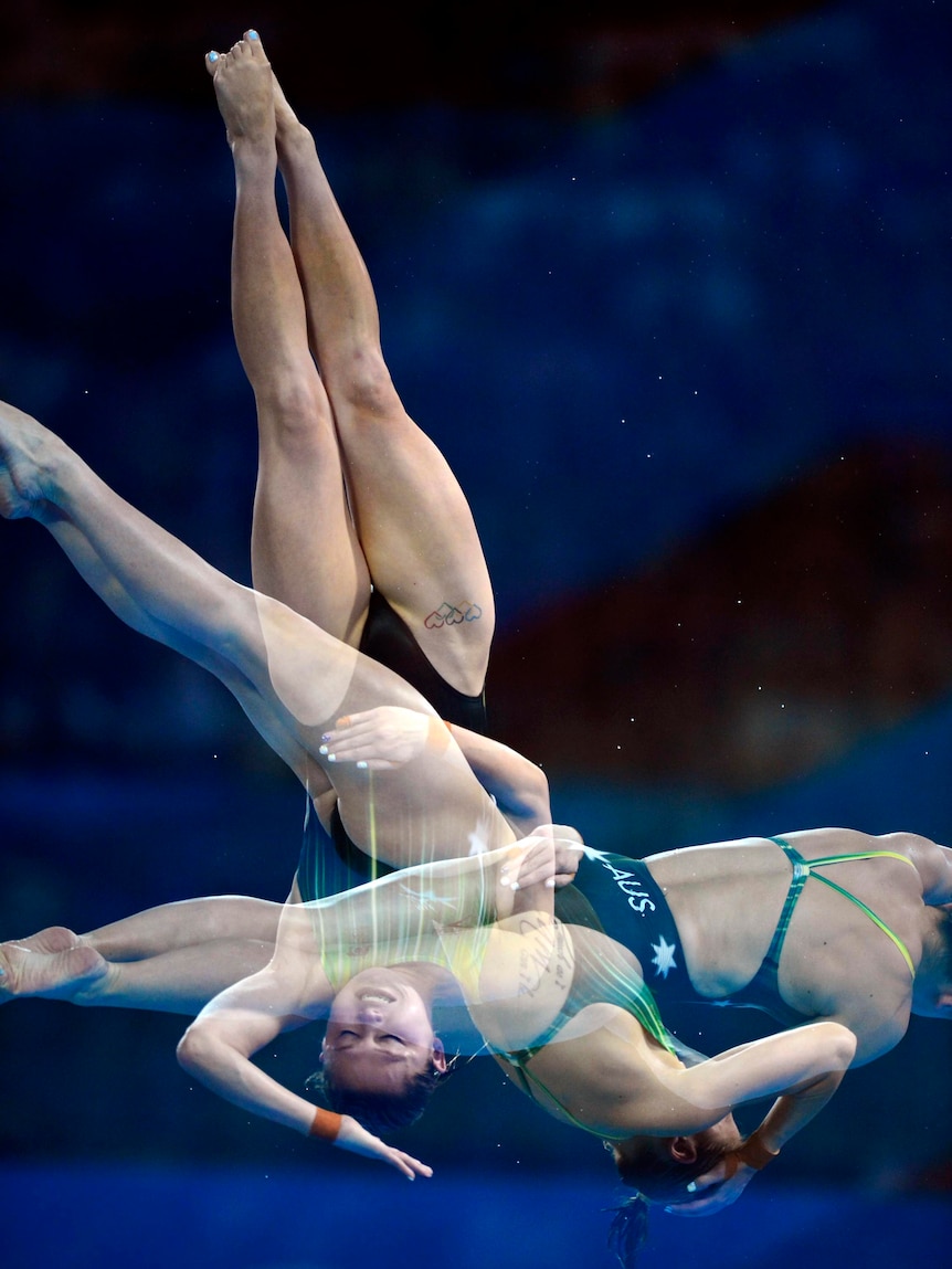 Melissa Wu performs a dive during the women's 10m platform preliminary round.