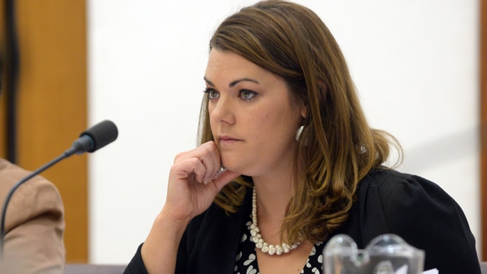 Greens senator Sarah Hanson Young listens during the senate inquiry into Sovereign Borders