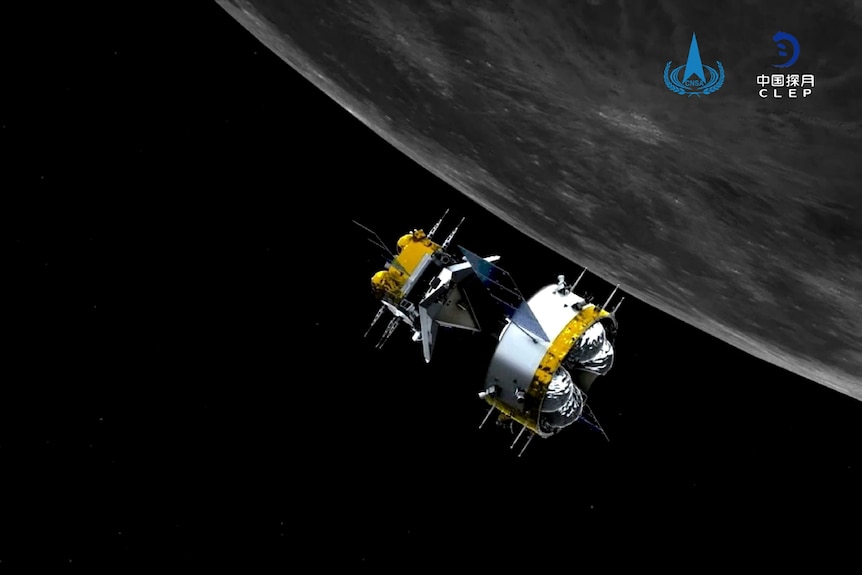 The Chang'e-5 probe separates from an ascender