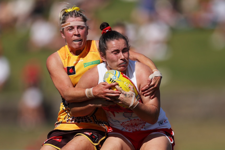 Kristy Stratton lays a tackle