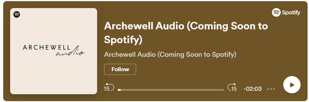 A Spotify interface with a trailer for the Archewell Audio.