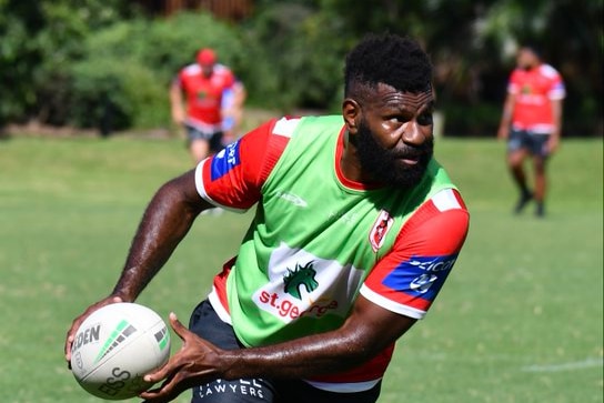 A rugby league player during training 
