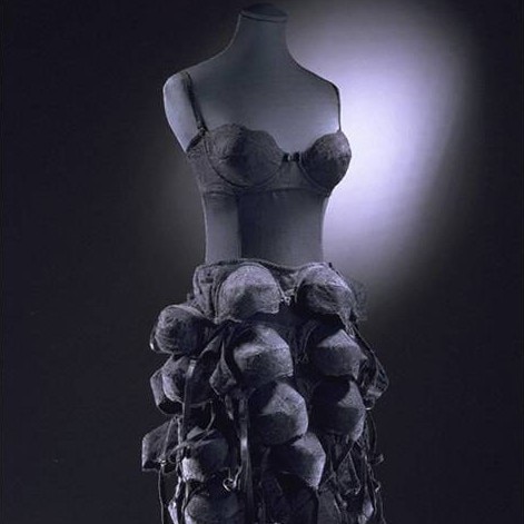 A bra dress by fashion house Moschino designed in 1988.