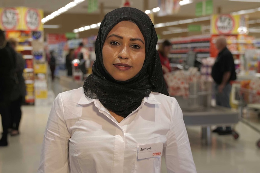 Sumaya Busher in a supermarket.
