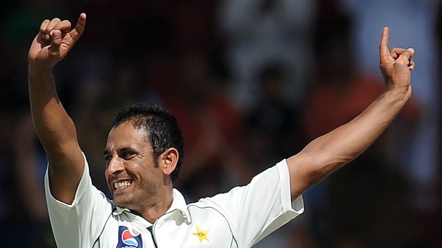 Abdul Rehman celebrates a dismissal
