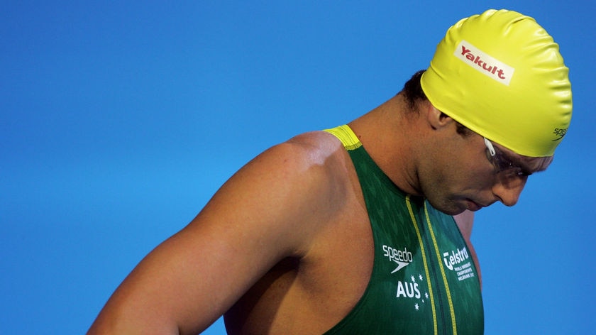 Grant Hackett prepares to swim at the World Championships