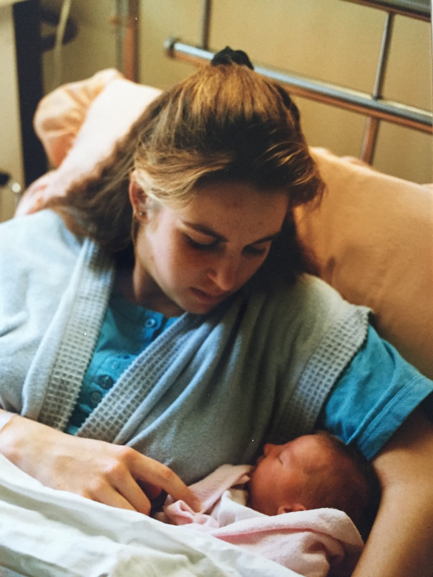 Jo and her baby in the hospital.