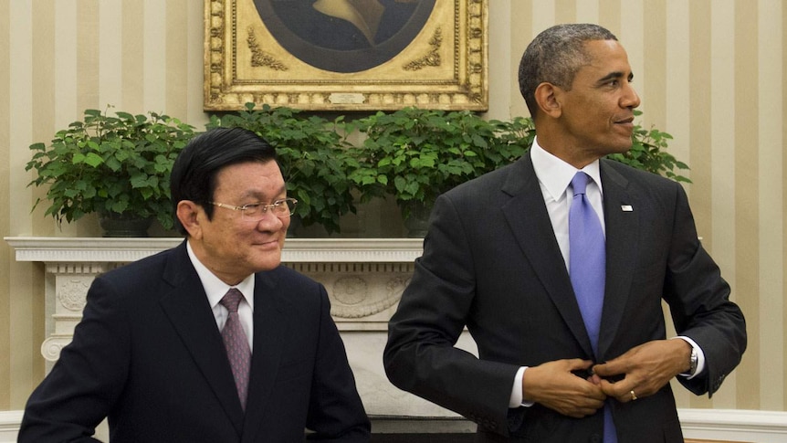 Vietnamese president Truong Tan Sang with US president Barack Obama.
