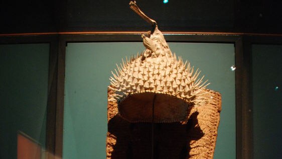 This coconut fibre armour was worn by warriors engaging in close combat.