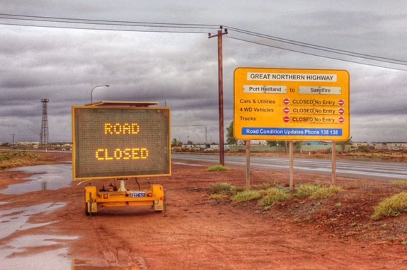 The Great Northern Highway has been shut towards Sandfire because of Cyclone Stan 30 January 2015