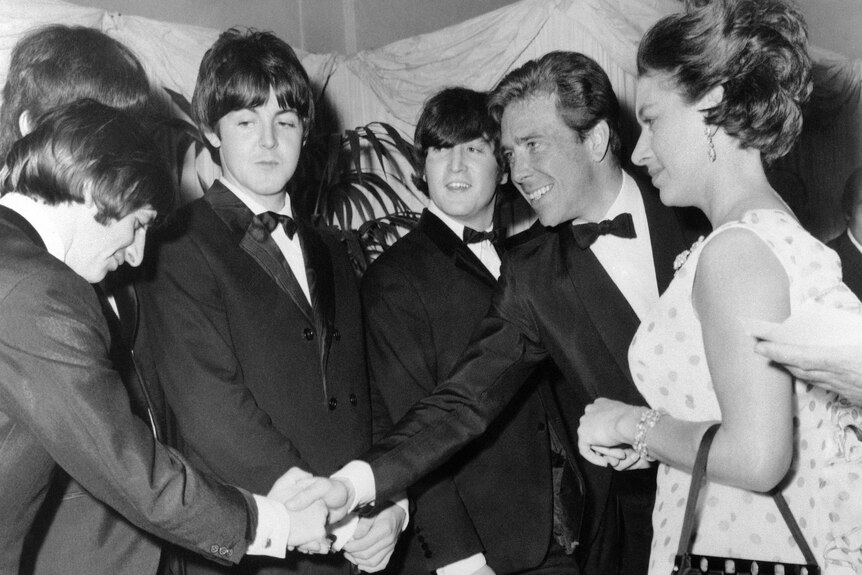 Princess Margaret and Lord Snowdon meet the Beatles at the premiere of Help in 1965.
