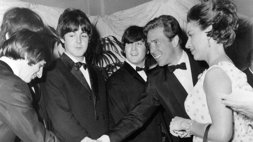 Princess Margaret and Lord Snowdon meet the Beatles at the premiere of Help in 1965.