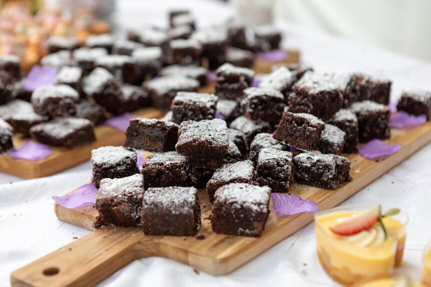 A plate of brownies