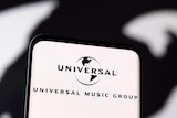 A smart phone with the words Universal Music Group written on it and the Universal logo