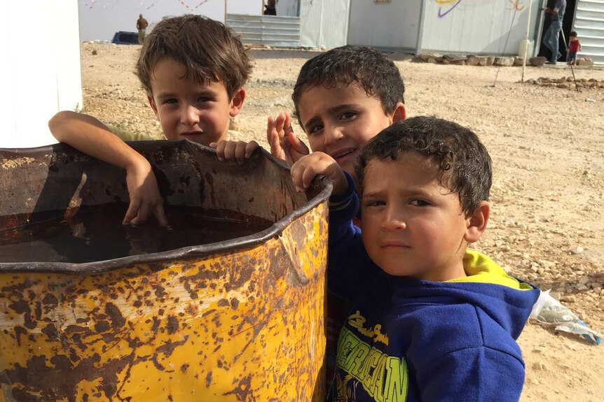 Children at Zaatari, a Syrian refugee camp in Jordan