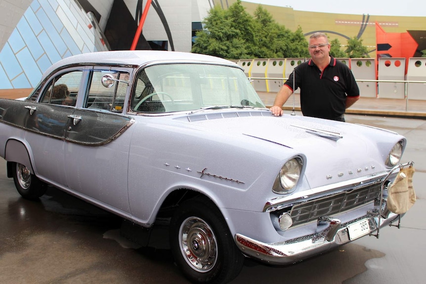 Graham Pryce from the FE-HR Holden Owners Club with his with his 1960 Holden FB Special, National Museum, January 2018.