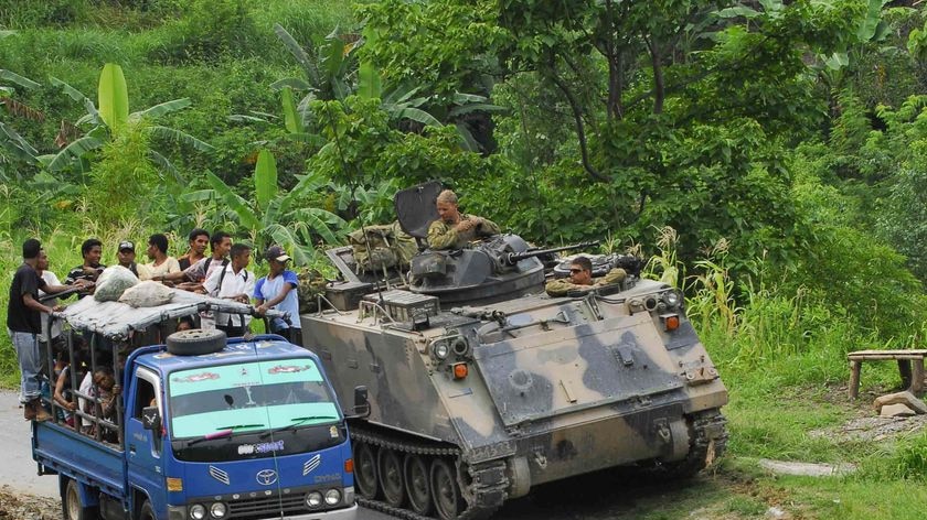 The Australian troops in East Timor make up the bulk of the ISF.